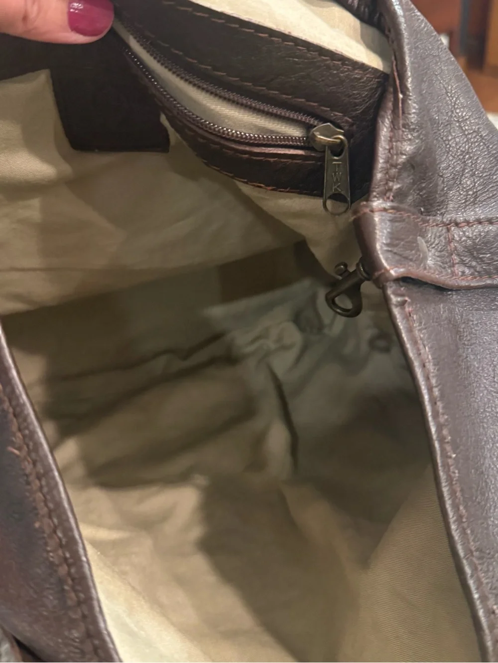 Classic Dark Brown Leather Hobo with Zebra Accent Flap